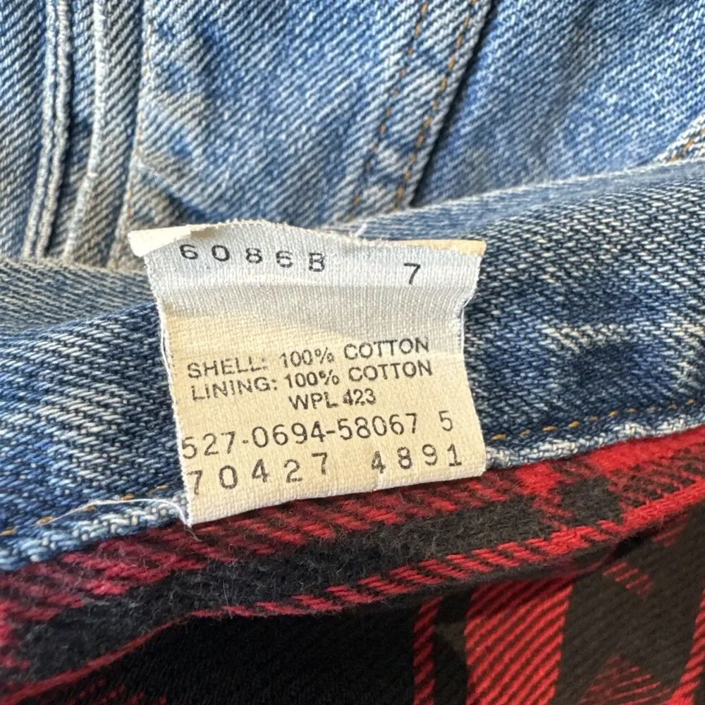 VINTAGE LEVI’S SIZE XL MADE IN USA RED TAB MENS PLAID LINED JEAN JACKET